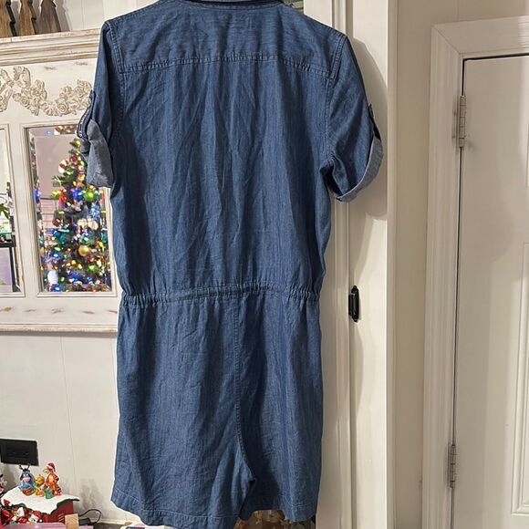 Denim Blue Zip-Up Romper Size S - Picture 3 of 8